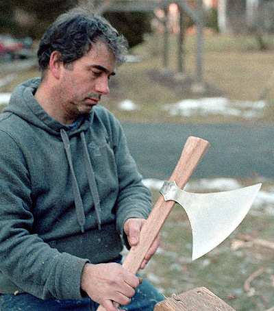 riving - testing the haft on the axe head