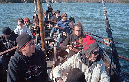 rowing a Viking ship